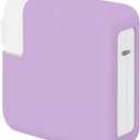 Ultra-Thin Soft Silicone 70W Power Adapter Sleeve Protective Case for MacBook Air 13 13.6 15 inch M5 M4 M3 M2 2022-2026 Pro 14 M5 with 11/12/16-core CPU (70W) Charger Cover Case, Pink Purple