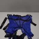Kaei&Shi Rave Outfits Fishnet, Exotic Strappy Backless, Choker Garter Lingerie (8-10, Blue)