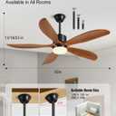 52"Outdoor Ceiling Fans with Lights and Remote Us Patent 5blade Brown