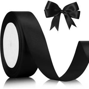 Black Ribbon for Gift Wrapping Halloween Black Satin Ribbon 1 Inch 25 Yards Gift Ribbon Thick Ribbon Fabric Ribbon Gift Wrap Ribbons for Flower Bouquets Christmas Tree Ribbon Floral Tape Party Decor