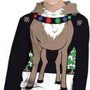 GRAJTCIN Kids Ugly Christmas Sweater for Boys Girls, Long Sleeves Hoodies Non-knited Sweatshirt (7-8 Years, Funny Reindeer)