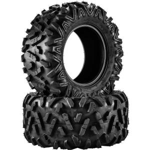 Torchbeam 25x10-12 ATV UTV All-Terrain Tires, 6PR, Set 2 | Asymmetric All-Terrain Tread, Tubeless, 19mm Lugs, 420lbs Load. Significantly enhances cornering stability & traction