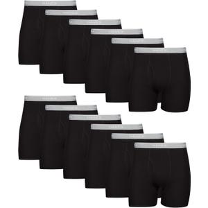 Hanes Men's Underwear Boxer Briefs Pack, Cool & Breathable Cotton Moisture-Wicking Underwear for Men, No Ride Up (XX-Large, Black - 12 Pack)