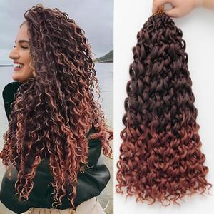 Pre Looped Gogo Curl Crochet Hair for Black Women 24 Inch 8 Packs, Curly Crochet Hair, Deep Wave Braiding Hair, Water Wave Synthetic Crochet Braids Hair Extensions (1B/350)