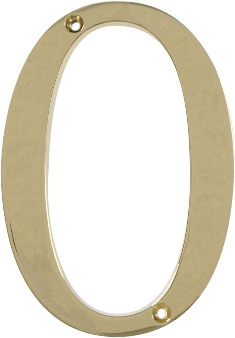 Distinctions by Hillman 843150 4-Inch Flush-Mount Polished Brass House Number 0