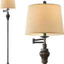 61" Vintage Floor Lamp with 350 Adjustable Swing Arm, Standing Lamp for Bedroom Living Room Bedside Nightstand Retro Farmhouse Mid Century Lamp Light Home Dcor Office Gifts (Dark Brown)