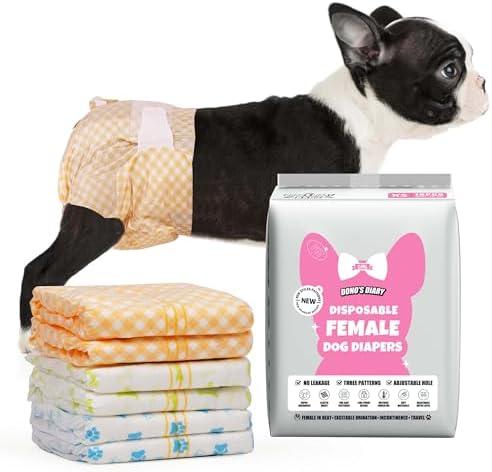Dono Dog and Cat Diapers Female-50PCS, Disposable Female Dog Period Diaper for Heat with Wetness Indicator, Super Absorbent Doggie Puppy Diapers Female for XXS,Small Medium Large Dogs, XS