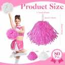 Meooeck 80 Pcs Cheerleading Pom Poms Sports Dance Spirit Cheer Pompoms with Handles Plastic Cheerleader Stuff for End of Year Grduation Party Sport Game Gymnastics Team Dance Club
