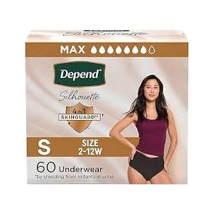 Depend Silhouette Adult Diapers, Incontinence & Postpartum Bladder Leak Underwear for Women, Maximum Absorbency, Medium, Pink, 60 Count (2 Packs of 30), Packaging May Vary, Size Large 