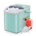 OLIXIS Ice Maker, Ice Makers Countertop with Handle, Portable Ice Machine, 9 Bullet Ice Cubes in 6 Mins, 26lbs in 24Hrs, Auto-Cleaning, with Basket and Scoop, for Home, Kitchen, RV, Camping, Black (Green)
