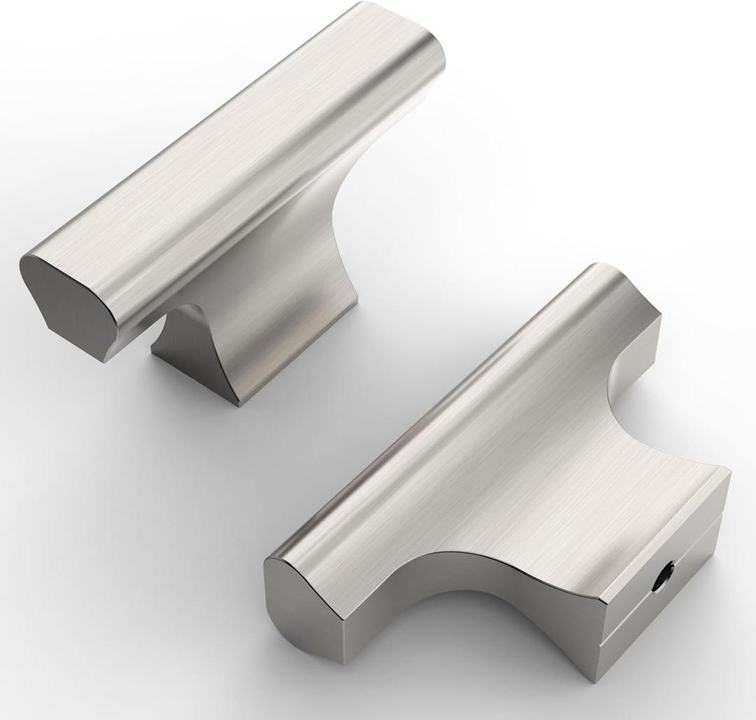 Asidrama 30 Pack Brushed Satin Nickel Kitchen Cabinet Knobs Dresser Knobs Drawer Knobs Single Hole Cabinet T Bar Pull Handles for Kitchen Wardrobe Cupboard