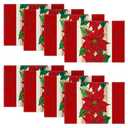 Artoid Mode Watercolor Poinsettia Red Christmas Placemats Set of 8, 12x18 Inch Seasonal Winter Christmas Table Mats for Party Kitchen Dining Decoration