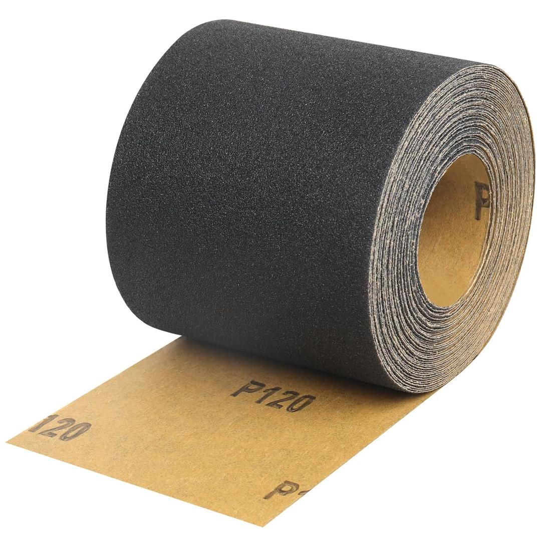 120 Grit Sandpaper Roll, 3-2/3" Wide 11 Yard Wet Dry Silicon Carbide Longboard Sand Paper for Automotive Metal Wood SandingPolishing