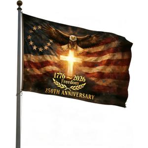 250th Anniversary USA Flag 3x5 ft,250 Year Anniversary Flag,Double Sided Flags Heavy Duty,UV Protection & Fade Resistant & Reinforced Brass Grommets,1776-2026 250 Years Birthday Patriotic Decor for Outdoor,Front Door,Porch,Wall (Luminous Cross)