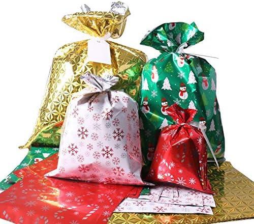 WesGen Christmas Gift Bags, 40Pcs Santa Wrapping Gift Bag in 4 Sizes and 4 Designs, with Ribbon Ties and Tags WesGen Christmas Gift Bags, 40Pcs Santa Wrapping Gift Bag in 4 Sizes and 4 Designs, with Ribbon Ties and Tags