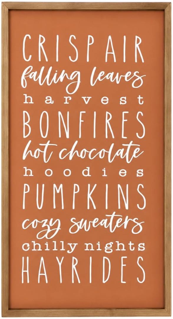 23.6"×11.8" Fall Wall Art Framed, Large Autumn Sign Home Decor