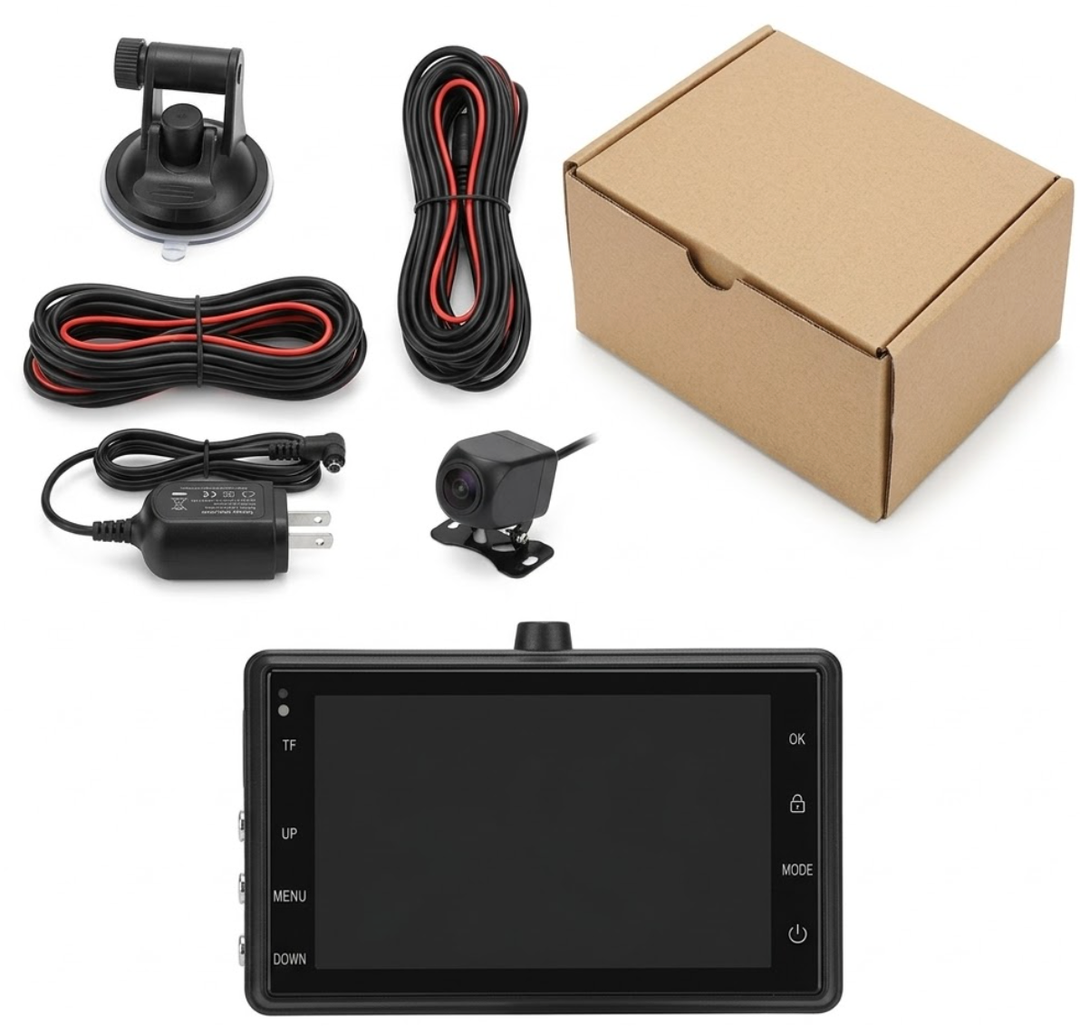 Dash Cam Front and Rear Display Mini Car Camera, G-Sensor Dashcam, Night Vision, 24H Parking Mode, Loop Recording