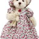 oitscute Teddy Bears Baby Cute Soft Plush Stuffed Animal Toy for Girl Women 16" (Red Flower)