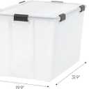 IRIS USA WeatherPro 156 Qt Storage Bins with Lids, 3 Pack, BPA-Free Plastic Gasket Box with Tight Latch and Seal, Stackable Nestable Tote Tub - Clear/Black