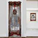 Christmas Doorway Curtain Garlands Wreaths Stars Christmas Ball Room Darkening Blackout Curtain for Kids Boys Girls Teens Room Decor, 1 Panel 34" W X 80" L