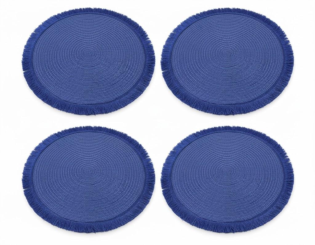 NDO 4 PK FRINGE PLACEMAT BLUE
