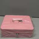 Pink Cash Box with Money Tray and Lock, Metal Money Box for Cash, Lock Box for Money 9.84x7.87x3.54 Inches (Large)