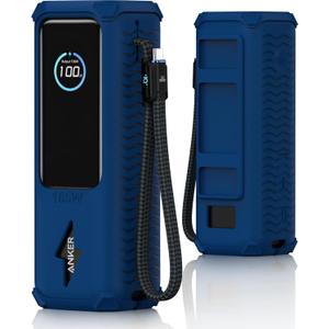 YWXTW Silicone Case for Anker Laptop Power Bank (25,000mAh/165W) - Shockproof Drop-Resistant, Built-in Cable Storage | Non-Slip Grip, Hidden Dust Plug Protective Cover for Anker Power Bank 165w (Deep Blue)
