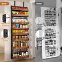 8-Tier Over The Door Pantry Organizer, Heavy-Duty Metal Wall Mount or Hanging Spice Rack, behind the door storage Shelves with Adjustable Basket, Back of Door Organizer for Kitchen Cabinet and Closet
