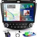 Android 15 Car Stereo for Honda Accord 2003-2007 Radio Wireless Carplay Android Auto 10.1 inch 1080P HD IPS Touch Screen DSP EQ Built-in GPS MirrorLink WiFi Bluetooth FM/RDS AHD Backup Camera Mic