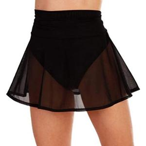 SHIBAOZI Women Girls Swim Cover Ups Swimsuit Cover-up Skirts Short Mesh Sheer See-Thru Bikini Coverups (X-Large, Black)