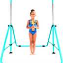 MARFULA Foldable Gymnastic Bar for Kids Ages 3-12, 9 Height Levels, 200 lbs Weight Capacity, 5 Ft Length Gymnastic Kip Bar with Mat, Gymnastic Equipment for Home and Gym Center Indoor Outdoor Use