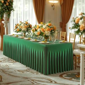 Besutolife Emerald Green Spandex Tablecloth 6ft Rectangle Table Skirt Stretch Table Cloth for Banquets Parties Wedding Dining Table (72" x 30" (Rectangular))