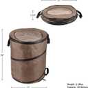 Wakeman Outdoor Trash Can - 46-Gallon Collapsible Garbage Can with 3 Stakes - Pop Up Trash Can for Camping, Storage, or Yard Waste Outdoors (Beige)