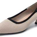 youngshow Women's Pumps Kitten Heels Pointed Toe Knit Slip On Comfortable Casual Formal Dress Shoes (7.5)