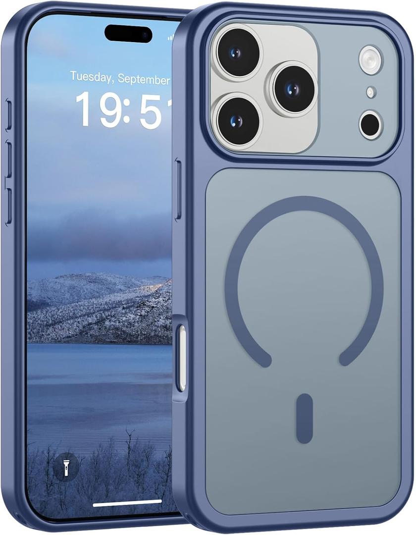 SUPFINE Magnetic for iPhone 17 Pro Case (Compatible with MagSafe)(Military Grade Drop Protection)(Camera Protection) Translucent Matte Shockproof Phone Cover,Lavender Gray