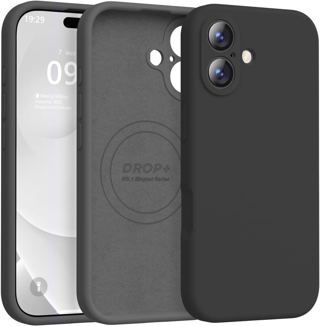 Ktele Magnetic for iPhone 17 Case [Compatible with Magsafe] [Premium Silicone Satin-Smooth Touch] Slim Shockproof Anti-Scratch Microfiber Lining Case, 6.3 inch, Black