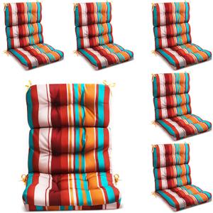 6 Pack High Back Outdoor Chair Cushions Bulk Waterproof Indoor Outdoor Chair Cushion Seat and Back Rocking Chair Cushion Thickened Patio Chair Pad for Indoor and Outdoor (Colorful Strip)
