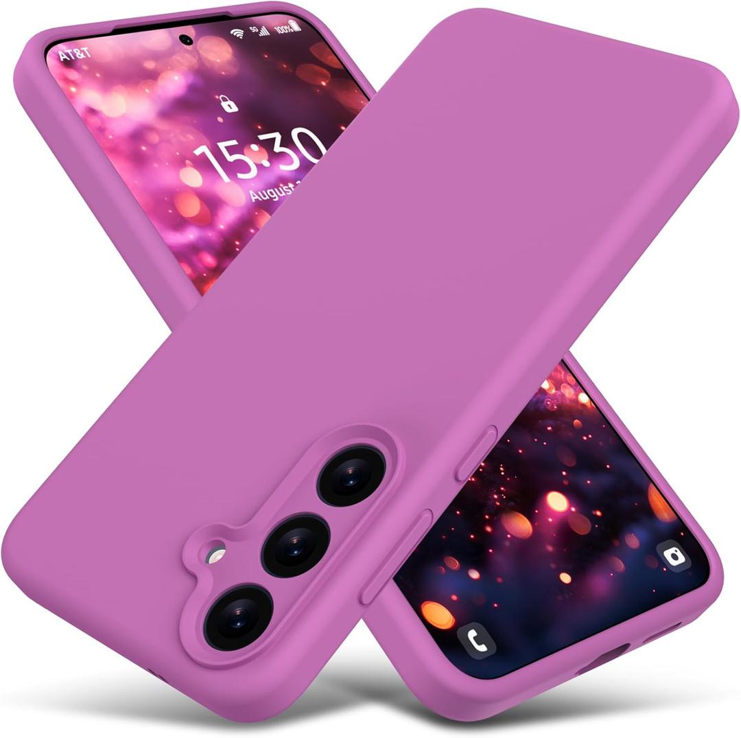 Varikke Compatible with Samsung Galaxy S25 Case, Liquid Silicone Upgrade [Camera Protection] [Anti-Scratch Microfiber Lining] Slim Soft Touch Gel Rubber Full Body Protective Phone Case 6.2", Fucisia