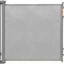 Retractable Baby Gate, 55 Wide Mesh Safety Gate for Babies and Pets, 34 Tall, Easy One-Handed Use, Indoor & Outdoor Stair, Doorway, Hallway Fence (Gray)