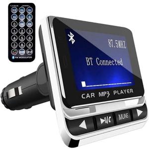 Bluetooth FM Transmitter for Car, Wireless Car Radio Adapter, Handsfree Auto Kit with Remote Control, MP3 Music Player Support USB Charger Siri Google Assistant U Disk/TF Card/Aux