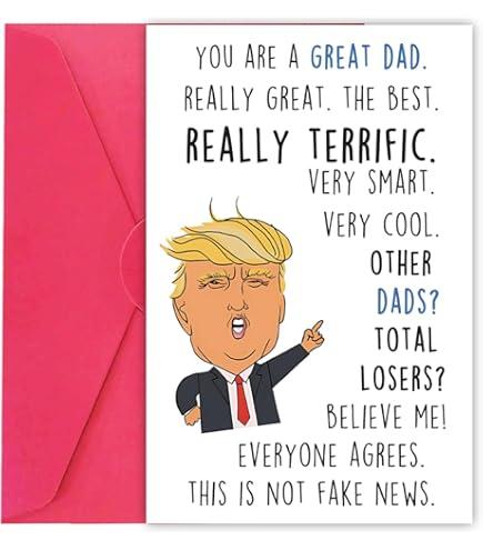 Gerdiny Funny Trump Fathers Day Cards for Dad, Trump Gifts for Father, Trump Fathers Day Card from Daughter Son, Joke Trump Birthday Cards for Men, Pack of 10
