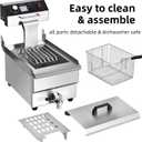 Commercial Deep Fryer with Basket, 1700w 16Qt 0.8mm Upgraded Stainless Steel Countertop Electric Fryer for Home and Commercial Use, Oil Fryer with Oil Valve and Drainage System