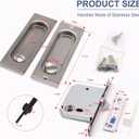 Privacy Pocket Door LockRectangle 304 Stainless Steel Pocket Door Hardware, Sliding Pocket Door Handle,for 1 3/8 to 2 3/16 Thickness Door,Brushed Silver