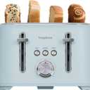 4 Slice Toaster 1.5" Extra Wide Slot - Stainless Steel, High Lift, 6 Browning Settings, Blue