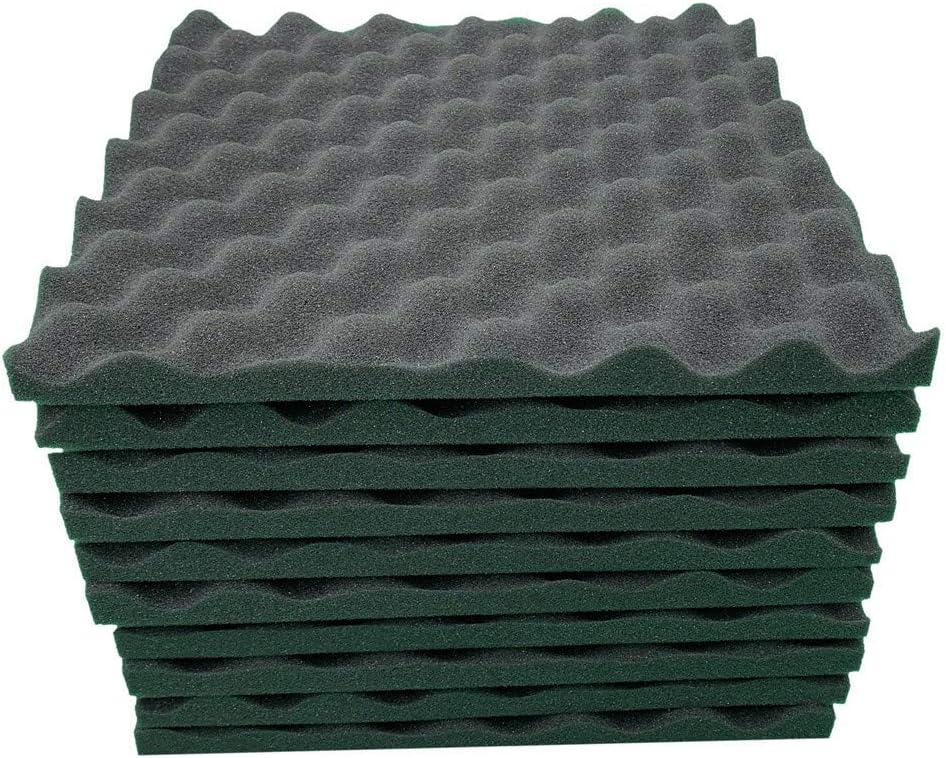 10 Pack Egg Crate Panels Acoustic Foam Sound Proof Wall Tile, Acoustic Foam Panels,High Density Acoustic Panels for Wall Ceiling Wall, Fire Proof Studio Foam Wedge Tiles(11.8X11.8X0.78") (Black)