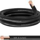 NM-B 6/3 Wire with Ground,Stranded Indoor 6/3 W/G NM-B Cable 10ft,6 AWG Copper Wire 6 Gauge 3 Conductor Nonmetallic Sheathed NM-B Cable,Residential Electrical Wiring for Branch Circuit Switches,Outlet