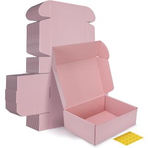 HORLIMER 12x9x4 inches Shipping Boxes Set of 20, Pink Corrugated Cardboard Gift Box for Packing, Mailing, Small Business