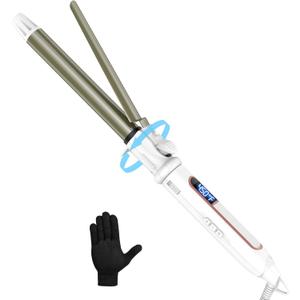Curling Iron 1 Inch - Dual Voltage Hair Curler for Effortless Waves, Auto Shut-Off, Curling Wand for Long Barrel Waver Styles (White, 1 Inch)