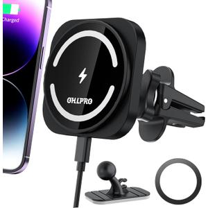 OHLPRO for Magsafe Car Charger for Women Men, Magnetic Wireless Car Mount for iPhone 17 Pro Max, 16/15 Series, 15W Fast Charging Phone Holder Vent and Dashboard