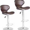 BestOffice Bar Stools Set of 2, Counter Height Adjustable Bar Stools with Back Bar Stool PU Leather Swivel Bar Stool Kitchen Counter Bar Stools Dining Chairs (Brown)